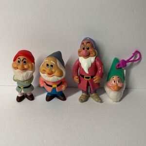 Vintage Disney Snow White Dwarfs Figures  Grump Happy Dopey Lot of 4 Japan